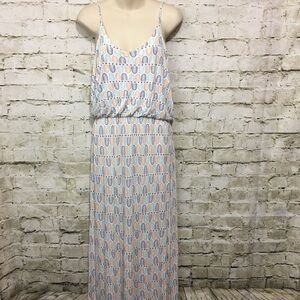 Modbe Geometric Print Stretch Waist Maxi Dress
